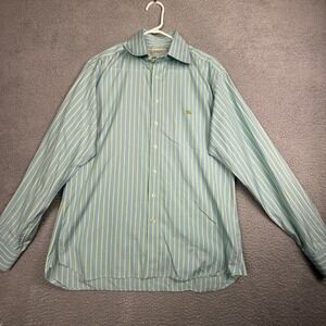 Burberry London Men's Striped Button Down‎ Shirt Blue Yellow Classic Fit 16-41